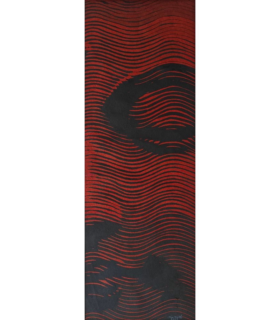 peace Vertical 22.5x8 inch original oil painting and marker pen art titled Peace by The Indobrit Arts featuring a vibrant contemporary silhouette.