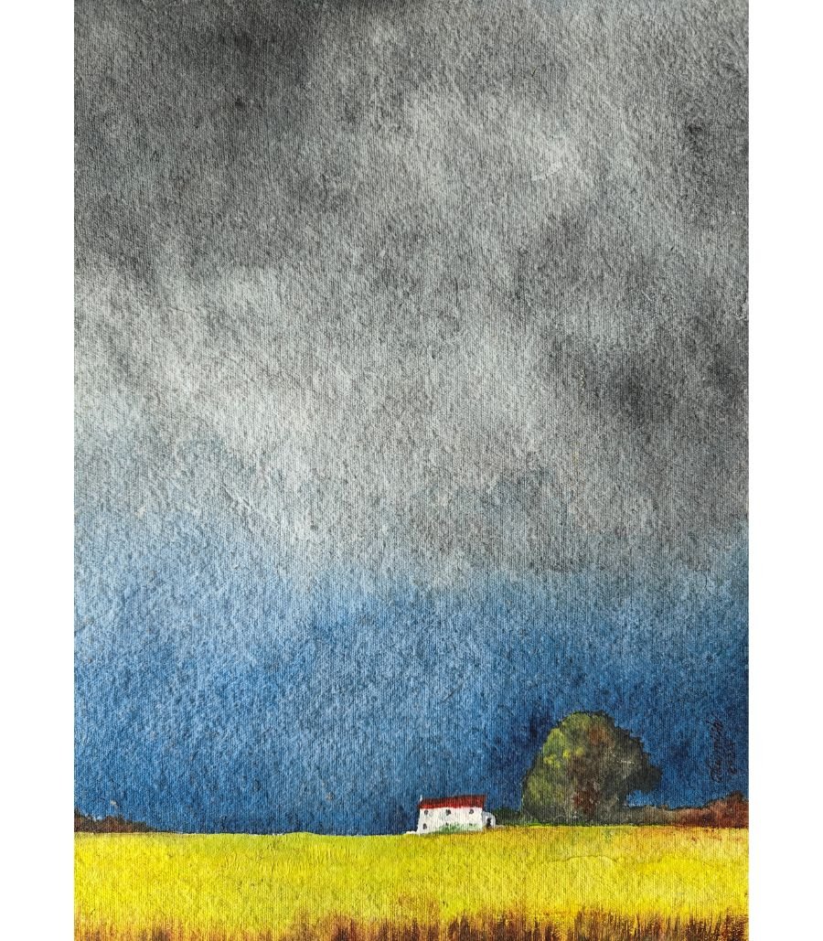 1000369444 15x11 inch original watercolor painting titled "Nature" by The Indobrit Arts, featuring organic earth-rooted tones and fluid brushwork.