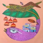 An original mixed media painting on canvas titled 'Cut me not' by Navneet Rathod, featuring intricate stylized figures and nature-inspired motifs.