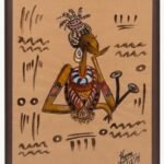 An original African-inspired portrait by Kena Anshuman featuring a woman with traditional adornments in watercolor and marker on brown paper.