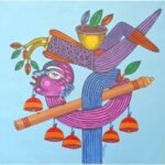 An original mixed media painting on canvas titled 'Cut me not' by Navneet Rathod, featuring intricate stylized figures and nature-inspired motifs.
