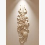An original relief wall sculpture titled 'Petals of Serenity' featuring an intricately detailed floral design with traditional ornamentation.