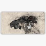 A minimalist mixed media artwork titled 'Unbound-2' by Bhavdip Jidiya, featuring a stark, organic central mass on a clean, light-textured background.