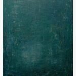 Original abstract teal and emerald green painting Oceanic Depths by Virendra Kumar, featuring layered textures and dark blue undertones in acrylic on canvas.