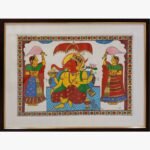 Hand-painted Madhubani style artwork of Lord Ganesha in vibrant poster colors by artist Hetal Kankariya, featuring ornate borders and traditional Indian motifs.
