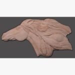 Hand-carved Agra beige sandstone relief stone panel titled Native American with Horse by Mangalya Stone Panels showcasing a detailed profile of a horse head seamlessly blending into a Native American chief with feathers.