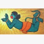 Acrylic canvas painting titled Kabalikruta Swallower of the Sun by Pratiksha Bothe depicting a figure reaching for a glowing sun.